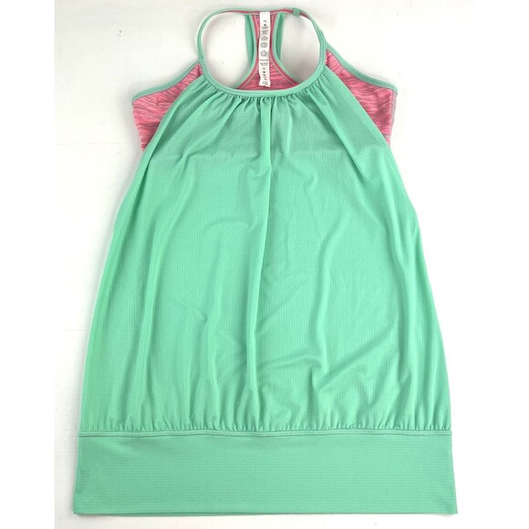 Lululemon Green No Limits Tank Top Womens Athletic Yoga Built In Bra Size 10 - Picture 1 of 7